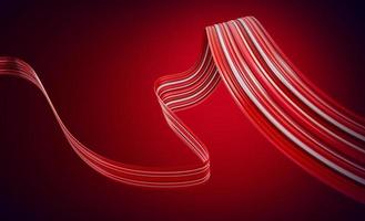 abstrakter roter Farbabstrich, künstlerischer Pinselstrich, lebendiges Band, glatte Form 3D-Illustration foto