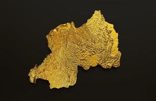 ruanda karte goldene metallfarbe höhe kartenhintergrund 3d illustration foto