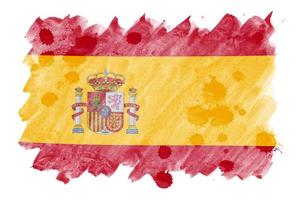 spanien flagge ist in flüssigem aquarellstil isoliert auf weißem hintergrund dargestellt foto