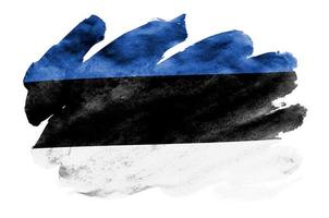die estnische flagge ist in flüssigem aquarellstil isoliert auf weißem hintergrund dargestellt foto