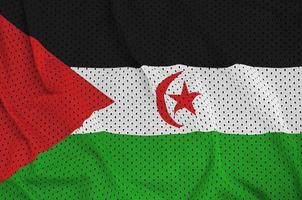 Westsahara-Flagge, gedruckt auf einem Sportbekleidungsnetz aus Polyester-Nylon foto
