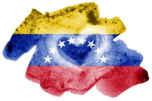 Venezuela-Flagge ist in flüssigem Aquarellstil isoliert auf weißem Hintergrund dargestellt foto