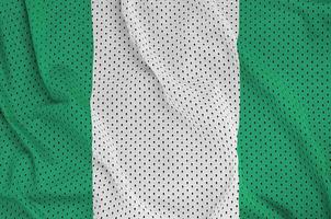 Nigeria-Flagge gedruckt auf einem Polyester-Nylon-Sportswear-Mesh-Gewebe foto