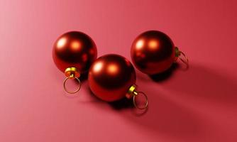 3D-Rendering realistische rote Weihnachtsdekoration auf rotem Hintergrund foto