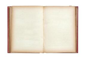 altes Buch offen isoliert auf weißem Hintergrund mit Beschneidungspfad foto