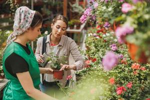 Frau beim Einkaufen in einem Gartencenter foto