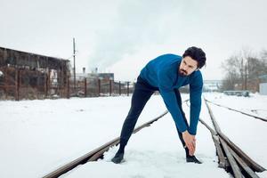 Winter-Stretching-Ansicht foto