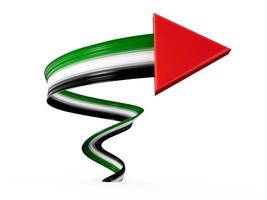 Palästina-Flaggensymbol auf Hintergrund isoliert 3D-Pfeil mit Palästina-Flaggenvorwärtssymbol 3D-Darstellung foto