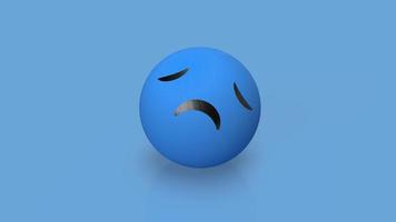 traurige Emotion auf blauem Hintergrund 3D-Rendering foto