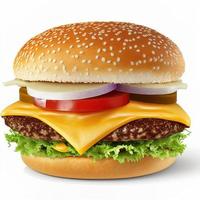 Cheeseburger auf lokalisiertem weißem Hintergrund foto