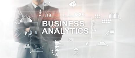 Business Analytics-Konzept auf Doppelbelichtungshintergrund. foto