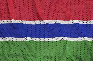 Gambia-Flagge gedruckt auf einem Polyester-Nylon-Sportswear-Mesh-Gewebe foto