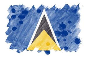 die flagge von st. lucia ist in flüssigem aquarellstil isoliert auf weißem hintergrund dargestellt foto