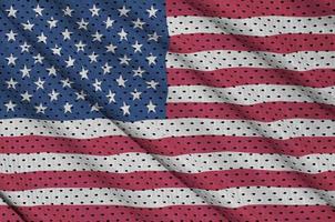 Flagge der Vereinigten Staaten von Amerika gedruckt auf einem Polyester-Nylon-Sport foto