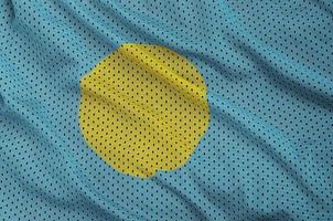 Palau-Flagge gedruckt auf einem Polyester-Nylon-Sportswear-Mesh-Gewebe m foto