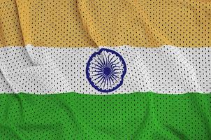 Indien-Flagge gedruckt auf einem Polyester-Nylon-Sportswear-Mesh-Gewebe m foto