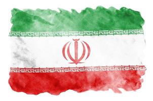 die iranische flagge ist in flüssigem aquarellstil isoliert auf weißem hintergrund dargestellt foto