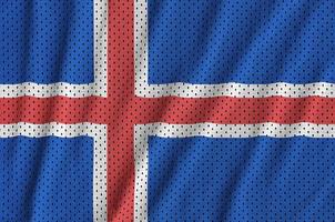 Island-Flagge gedruckt auf einem Polyester-Nylon-Sportswear-Mesh-Gewebe foto