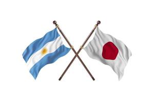 argentinien gegen japan zwei länderflaggen foto