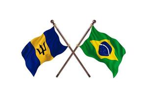 barbados gegen brasilien zwei landesflaggen foto