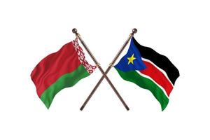belarus versus südsudan zwei länderflaggen foto