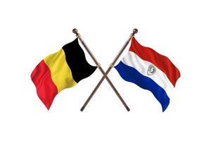 belgien gegen paraguay zwei länderflaggen foto