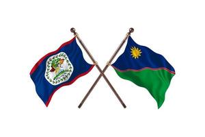 belize gegen namibia zwei länderflaggen foto