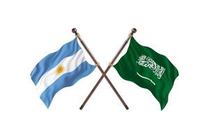 argentinien gegen saudi-arabien zwei länderflaggen foto