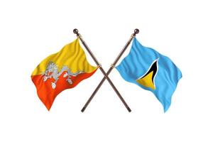 bhutan versus st. lucia zwei länderflaggen foto