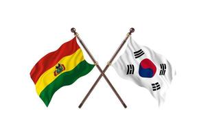 bolivien gegen südkorea zwei länderflaggen foto