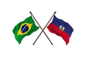 brasilien gegen haiti zwei länderflaggen foto
