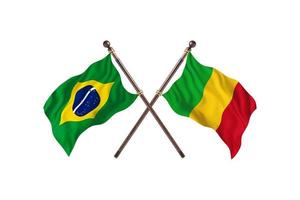 brasilien gegen mali zwei länderflaggen foto