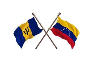 barbados gegen venezuela zwei länderflaggen foto
