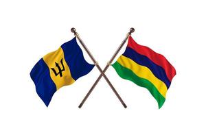 barbados versus mauritius zwei länderflaggen foto