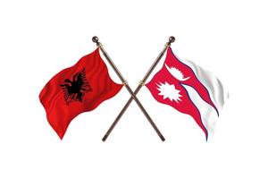 albanien gegen nepal zwei länderflaggen foto