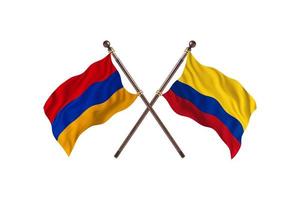 armenien gegen kolumbien zwei länderflaggen foto