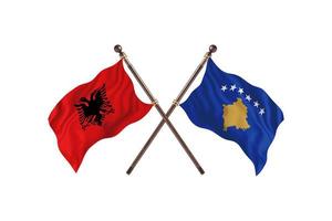 albanien gegen kosovo zwei länderflaggen foto