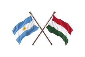 argentinien gegen ungarn zwei länderflaggen foto
