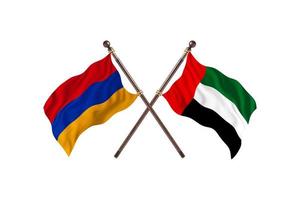 armenien gegen vereinigte arabische emirate zwei länderflaggen foto