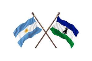 argentinien gegen lesotho zwei länderflaggen foto