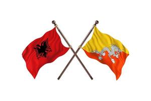 albanien gegen bhutan zwei länderflaggen foto