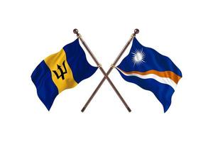 barbados versus marshallinseln zwei länderflaggen foto