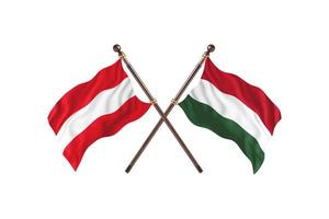Österreich gegen Ungarn zwei Länderflaggen foto