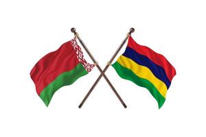 belarus versus mauritius zwei länderflaggen foto