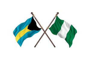 Bahamas gegen Nigeria zwei Landesflaggen foto