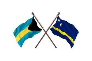 bahamas versus curacao zwei länderflaggen foto