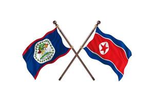 belize versus nordkorea zwei länderflaggen foto