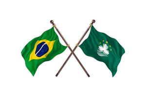 brasilien gegen macau zwei länderflaggen foto