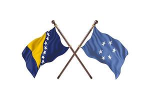 bosnien gegen mikronesien zwei länderflaggen foto