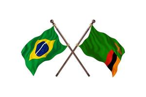 brasilien gegen sambia zwei länderflaggen foto